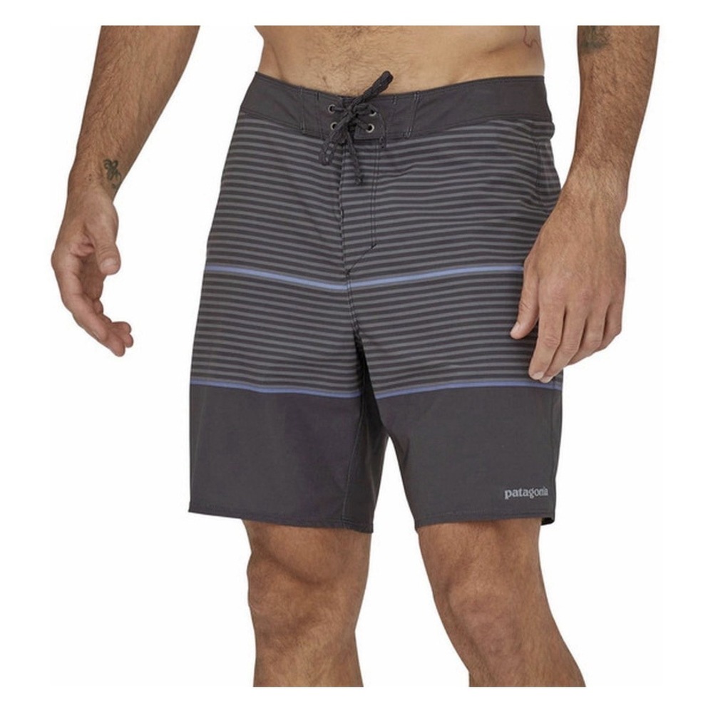 Patagonia‎ Hydro Series Board Shorts Mens Size 34 Gray/Black Striped Swim Trunks